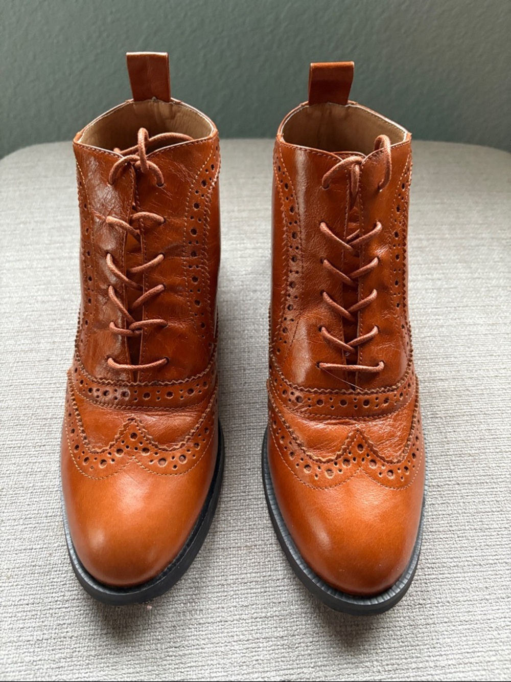 Kate Kanzer Brown Brogue Oxford Ankle Boots - Picture 2 of 7